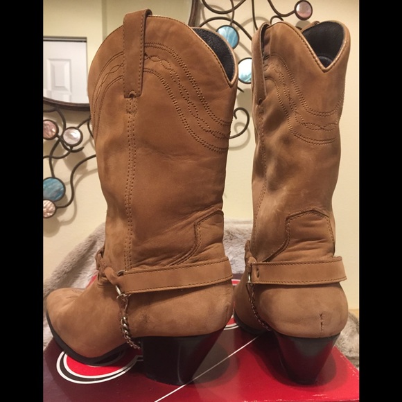 Soft Rich Tan Suede Cowboy Boots by Dingo - Picture 5 of 8